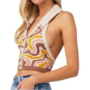 The Kript Swoosh Knit Wool Blend Crop Halter Women’s Size M/L NWOT